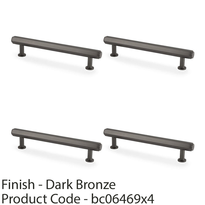 4x Industrial Hex T Bar Pull Handle Dark Bronze 128mm Centres Kitchen Cabinet 1