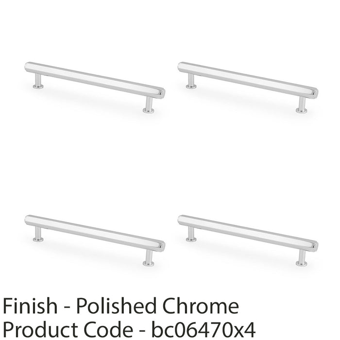 4 PACK Industrial Hex T Bar Pull Handle Polished Chrome 128mm Centres Kitchen  1