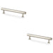 2 PACK Industrial Hex T Bar Pull Handle Polished Nickel 128mm Centres Cabinet