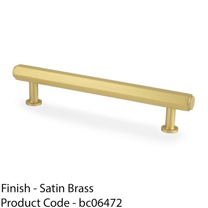 Industrial Hex T Bar Pull Handle - Satin Brass 128mm Centres Kitchen Cabinet 1