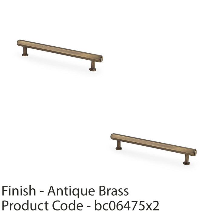 2 PACK Industrial Hex T Bar Pull Handle Antique Brass 160mm Centres Kitchen 1