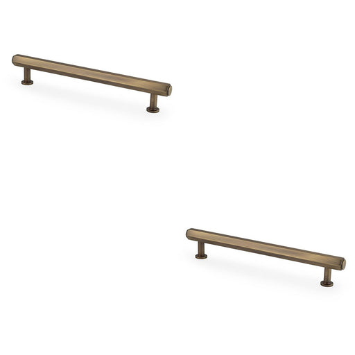 2 PACK Industrial Hex T Bar Pull Handle Antique Brass 160mm Centres Kitchen