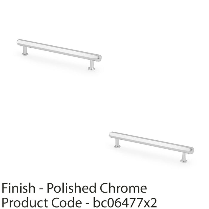 2 PACK Industrial Hex T Bar Pull Handle Polished Chrome 160mm Centres Cabinet 1