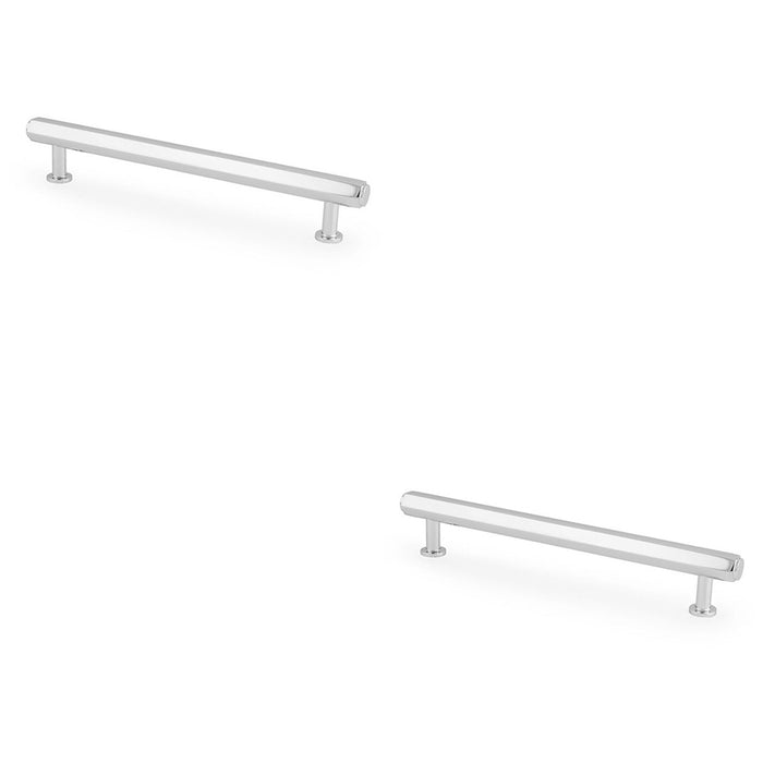 2 PACK Industrial Hex T Bar Pull Handle Polished Chrome 160mm Centres Cabinet