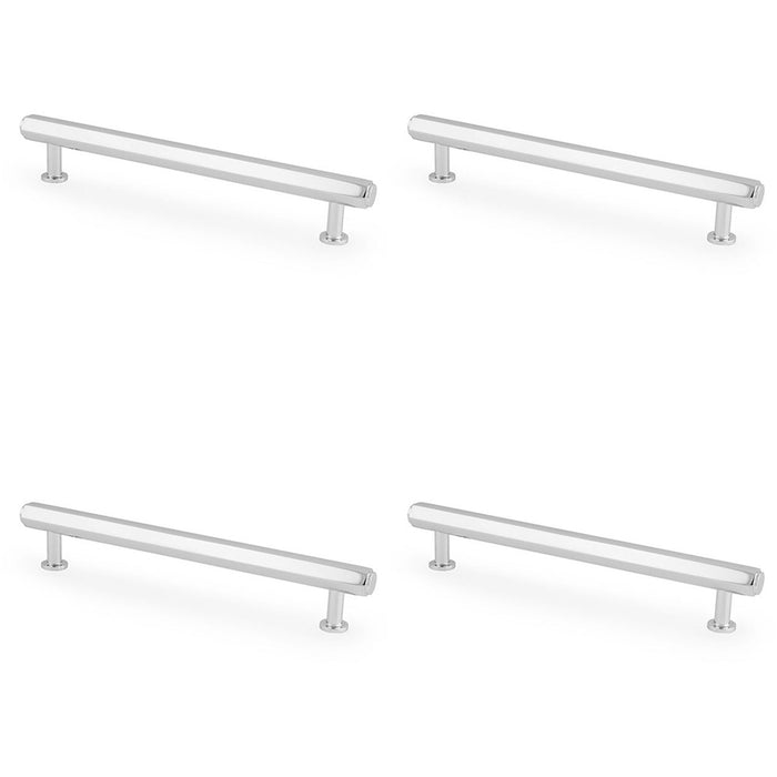 4 PACK Industrial Hex T Bar Pull Handle Polished Chrome 160mm Centres Kitchen 