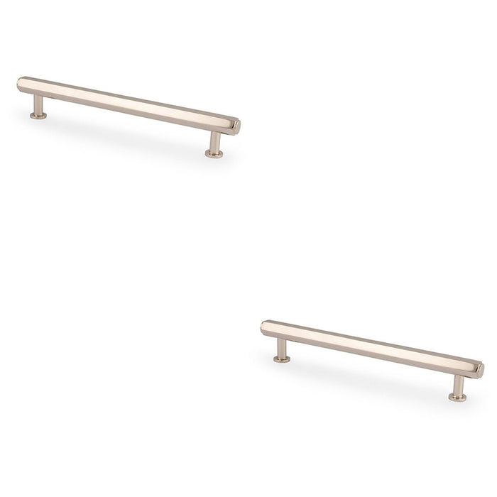 2 PACK Industrial Hex T Bar Pull Handle Polished Nickel 160mm Centres Cabinet
