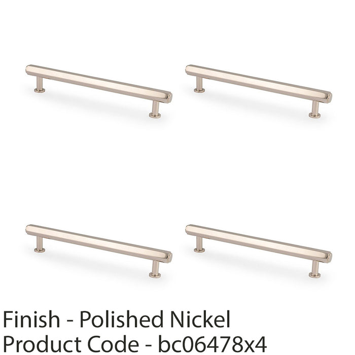 4 PACK Industrial Hex T Bar Pull Handle Polished Nickel 160mm Centres Kitchen  1