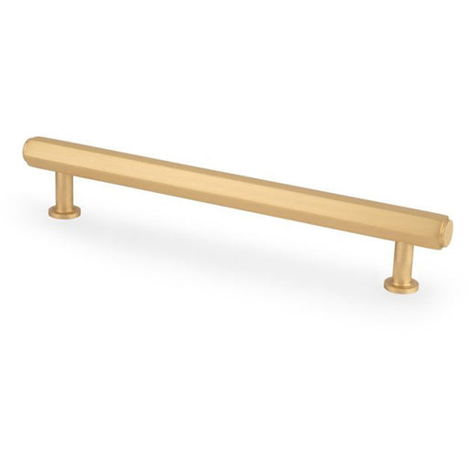 Industrial Hex T Bar Pull Handle - Satin Brass 160mm Centres Kitchen Cabinet