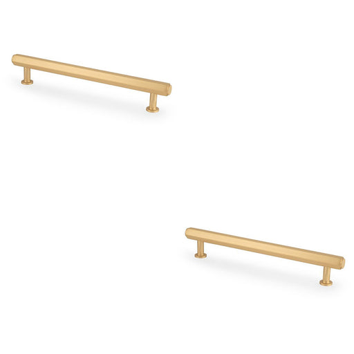 2x Industrial Hex T Bar Pull Handle Satin Brass 160mm Centres Kitchen Cabinet