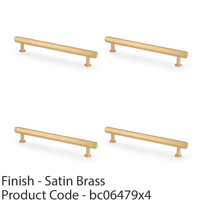 4x Industrial Hex T Bar Pull Handle Satin Brass 160mm Centres Kitchen Cabinet 1