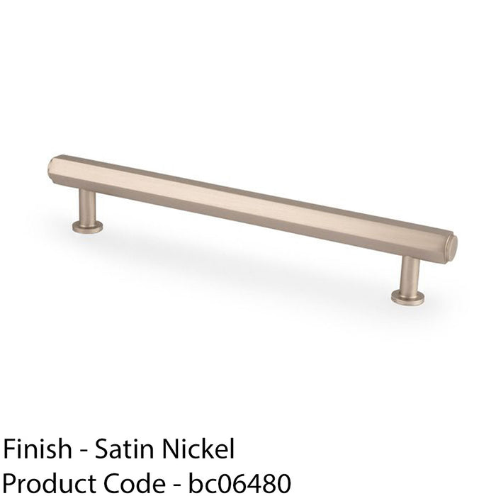 Industrial Hex T Bar Pull Handle - Satin Nickel 160mm Centres Kitchen Cabinet 1