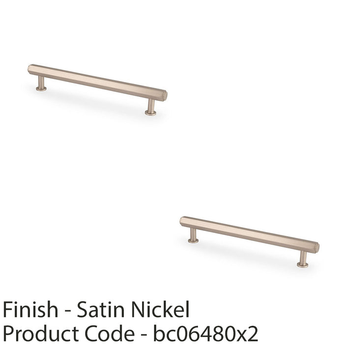 2x Industrial Hex T Bar Pull Handle Satin Nickel 160mm Centres Kitchen Cabinet 1