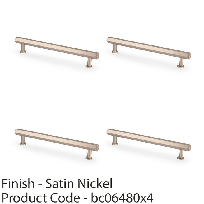 4x Industrial Hex T Bar Pull Handle Satin Nickel 160mm Centres Kitchen Cabinet 1