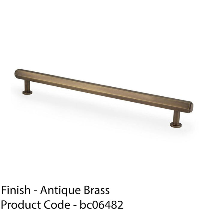 Industrial Hex T Bar Pull Handle - Antique Brass 224mm Centres Kitchen Cabinet 1