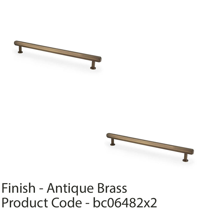 2 PACK Industrial Hex T Bar Pull Handle Antique Brass 224mm Centres Kitchen 1