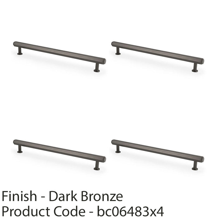 4x Industrial Hex T Bar Pull Handle Dark Bronze 224mm Centres Kitchen Cabinet 1