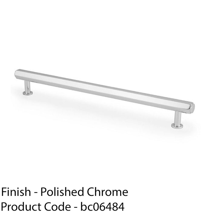 Industrial Hex T Bar Pull Handle - Polished Chrome 224mm Centres Kitchen Cabinet 1
