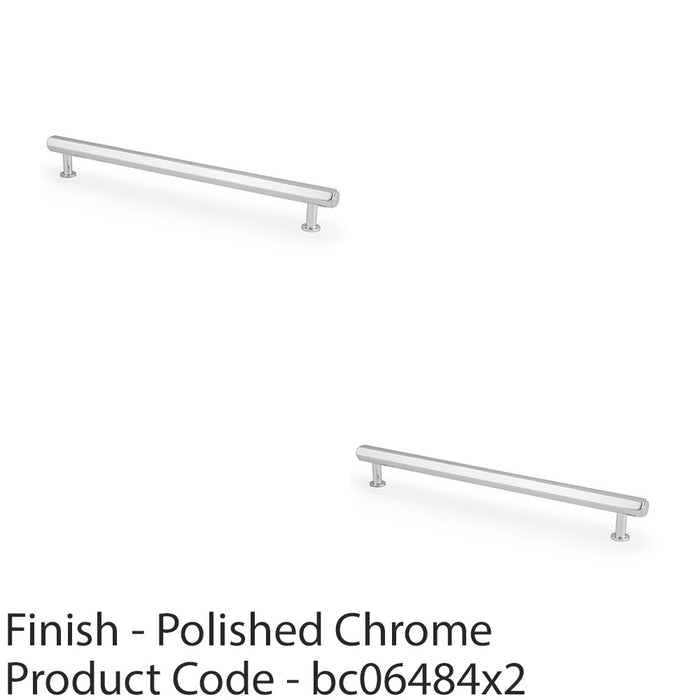 2 PACK Industrial Hex T Bar Pull Handle Polished Chrome 224mm Centres Cabinet 1