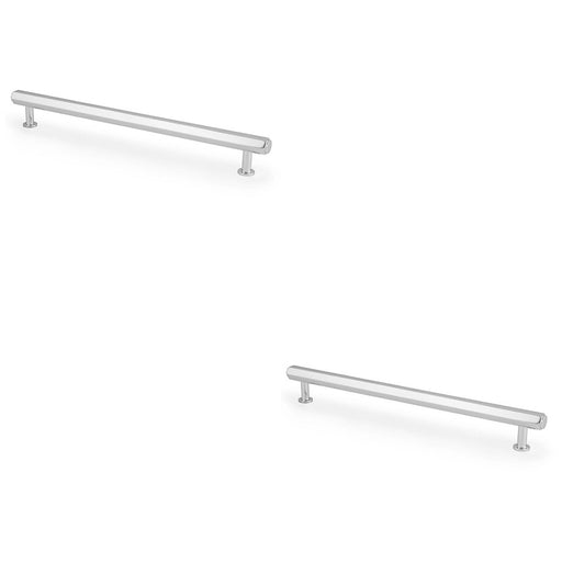 2 PACK Industrial Hex T Bar Pull Handle Polished Chrome 224mm Centres Cabinet