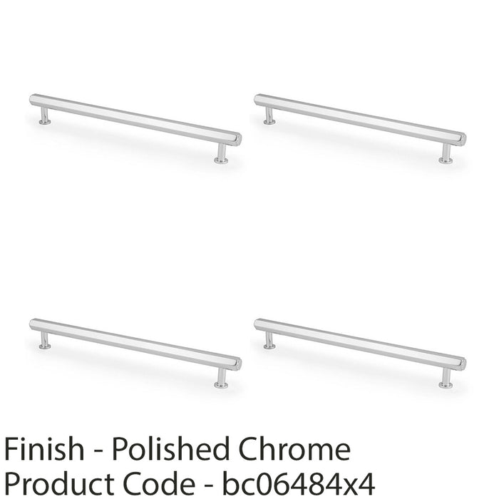 4 PACK Industrial Hex T Bar Pull Handle Polished Chrome 224mm Centres Kitchen  1