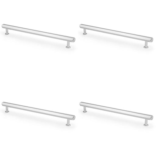 4 PACK Industrial Hex T Bar Pull Handle Polished Chrome 224mm Centres Kitchen 