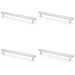 4 PACK Industrial Hex T Bar Pull Handle Polished Chrome 224mm Centres Kitchen 