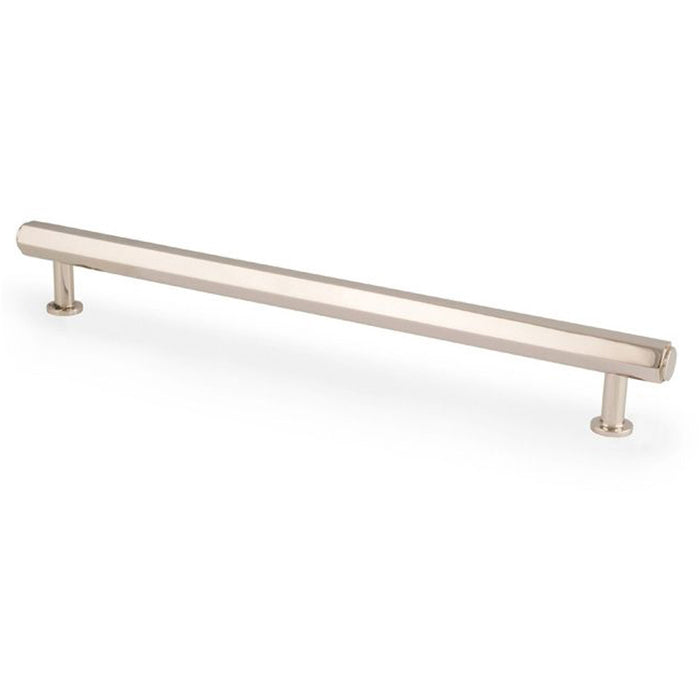 Industrial Hex T Bar Pull Handle - Polished Nickel 224mm Centres Kitchen Cabinet