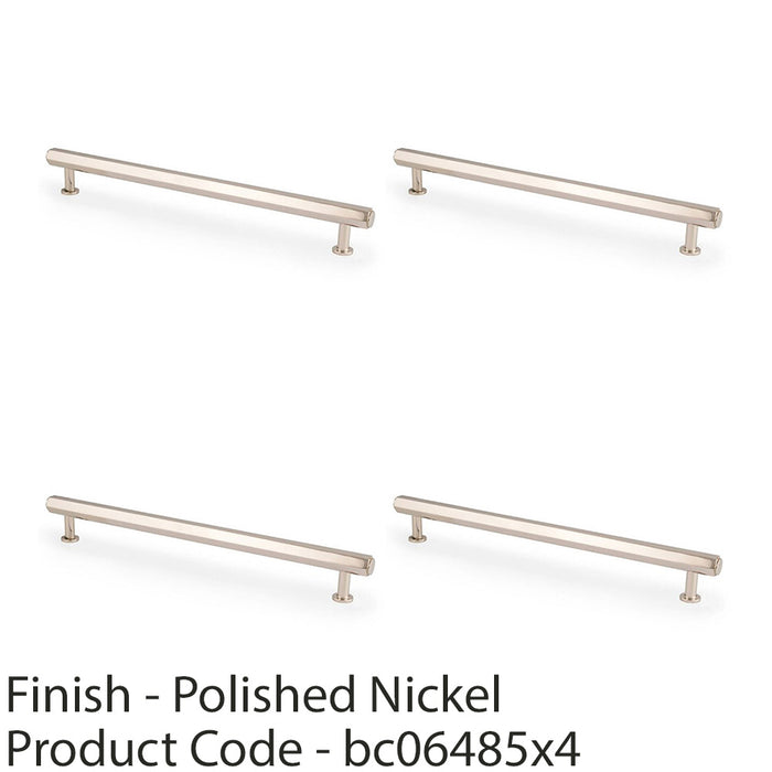 4 PACK Industrial Hex T Bar Pull Handle Polished Nickel 224mm Centres Kitchen  1