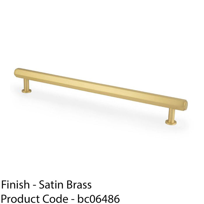 Industrial Hex T Bar Pull Handle - Satin Brass 224mm Centres Kitchen Cabinet 1