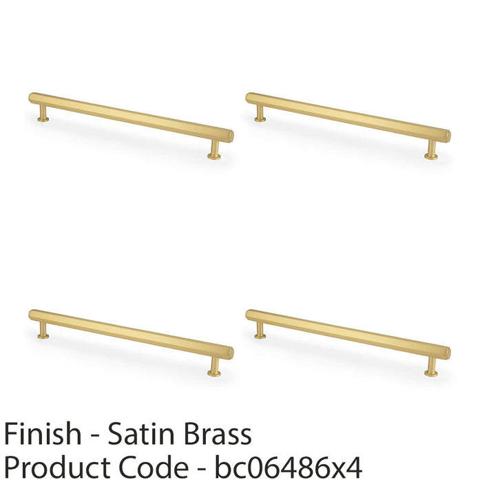 4x Industrial Hex T Bar Pull Handle Satin Brass 224mm Centres Kitchen Cabinet 1