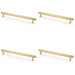 4x Industrial Hex T Bar Pull Handle Satin Brass 224mm Centres Kitchen Cabinet