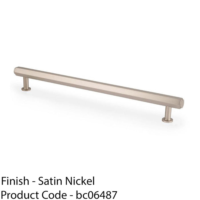 Industrial Hex T Bar Pull Handle - Satin Nickel 224mm Centres Kitchen Cabinet 1