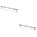 2x Industrial Hex T Bar Pull Handle Satin Nickel 224mm Centres Kitchen Cabinet