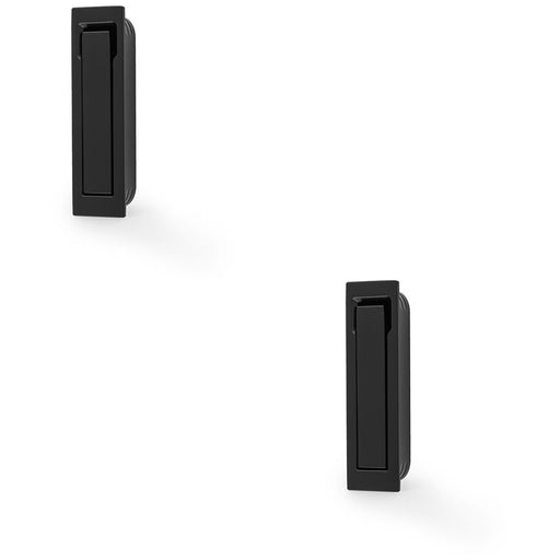 2 PACK Flush Sliding Pocket Door Pull Handle Matt Black 70mm x 19mm Finger Edge