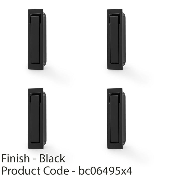 4 PACK Flush Sliding Pocket Door Pull Handle Matt Black 70mm x 19mm Finger Edge 1