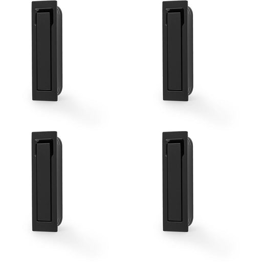 4 PACK Flush Sliding Pocket Door Pull Handle Matt Black 70mm x 19mm Finger Edge