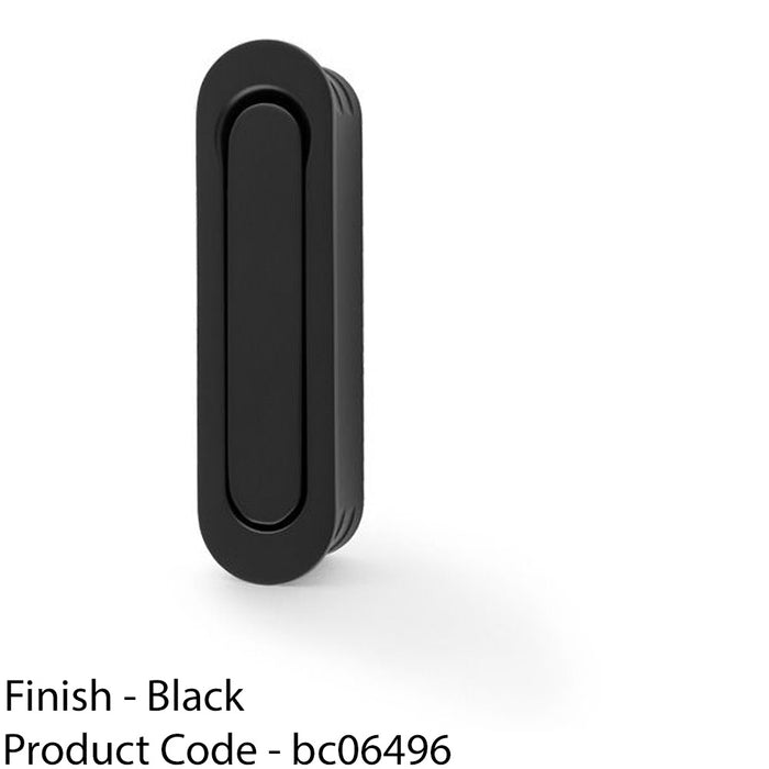 Flush Sliding Pocket Door Pull Handle - Matt Black 70mm x 19mm Radius Edge 1