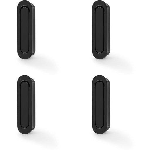 4 PACK Flush Sliding Pocket Door Pull Handle Matt Black 70mm x 19mm Radius Edge