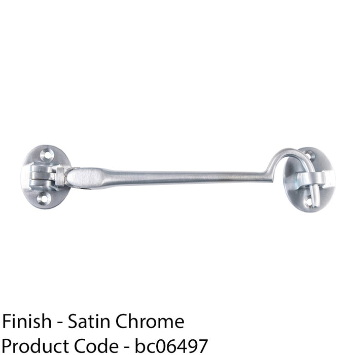 Lightweight Cabin Hook & Eye Satin Chrome 102mm Arm Cabinet Hatch Lock 1