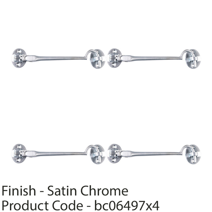 4 PACK Lightweight Cabin Hook & Eye Satin Chrome 102mm Arm Cabinet Hatch Lock 1