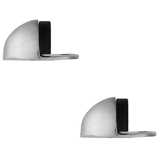 2 PACK Rubber Tip Floor Mounted Oval Doorstop 45x26mm Polished Chrome Half Moon