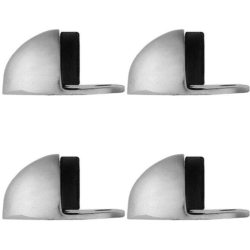 4 PACK Rubber Tip Floor Mounted Oval Doorstop 45x26mm Polished Chrome Half Moon