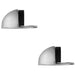 2 PACK Rubber Tip Floor Mounted Oval Doorstop 45x26mm Satin Chrome Half Moon