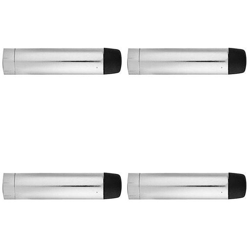 4 PACK Rubber Tip Smooth Wall Mounted Doorstop Chrome 71mm Cylinder Door Stopper