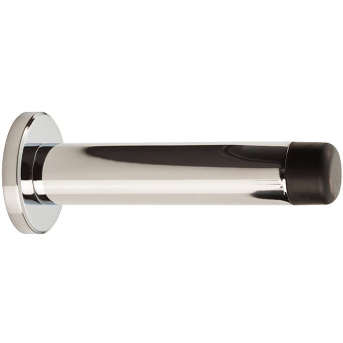 Rubber Tip Smooth Wall Mounted Doorstop - Chrome 83mm Cylinder Door Stopper