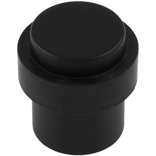 Rubber Tip Pedestall Floor Mounted Doorstop - Matt Black 35mm Dia Round Door