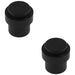 2x Rubber Tip Pedestall Floor Mounted Doorstop Matt Black 35mm Dia Round Door