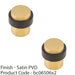 2x Rubber Tip Pedestall Floor Mounted Doorstop Satin Brass 35mm Dia Round Door 1