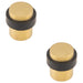 2x Rubber Tip Pedestall Floor Mounted Doorstop Satin Brass 35mm Dia Round Door