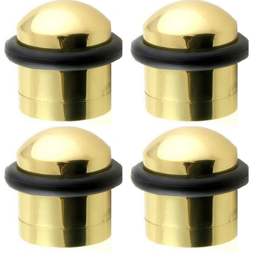 4 PACK Rubber Tip Dome Top Floor Mounted Doorstop Polished Brass 38mm Round Door